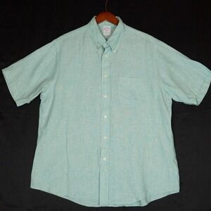 Brooks Brothers Polo Shirt Mens XL Mint Green Irish Linen Regent Fit‎